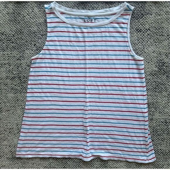 Loft XS Sleeveless Tank Bundle - Lemons & Red/White/Blue Stripe - Picture 4 of 5